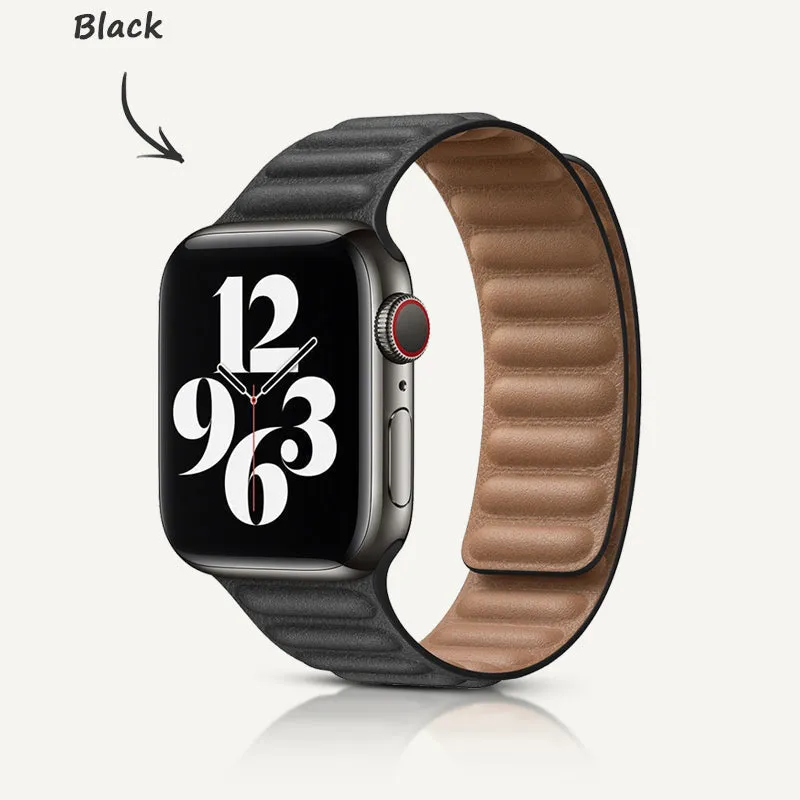 Black | Leather Link Magnetic Strap