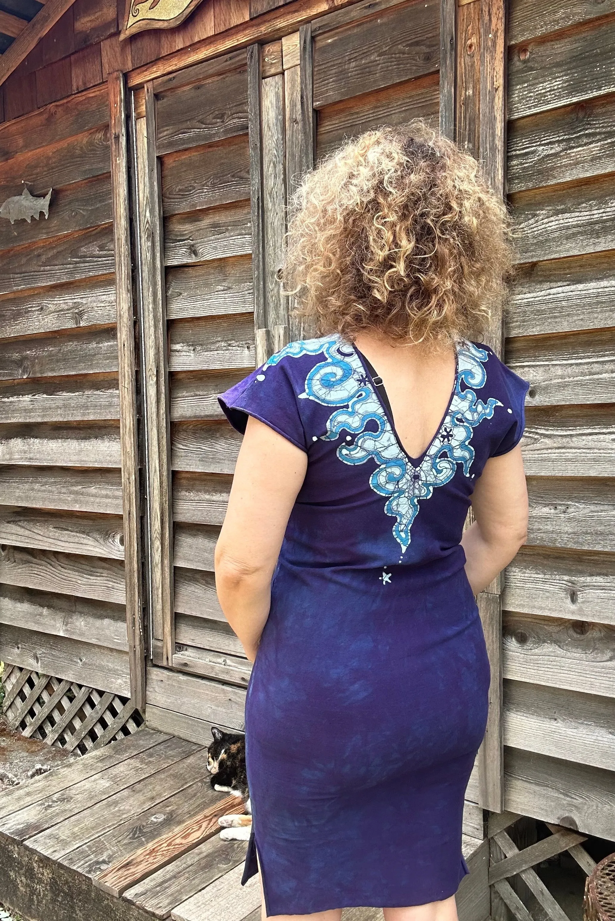 Blue and Purple Tribal Stretchy Hemp Tube Dress