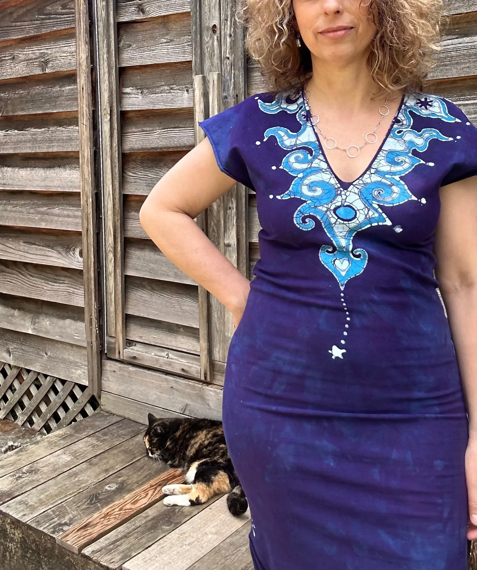 Blue and Purple Tribal Stretchy Hemp Tube Dress