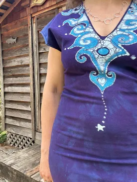 Blue and Purple Tribal Stretchy Hemp Tube Dress