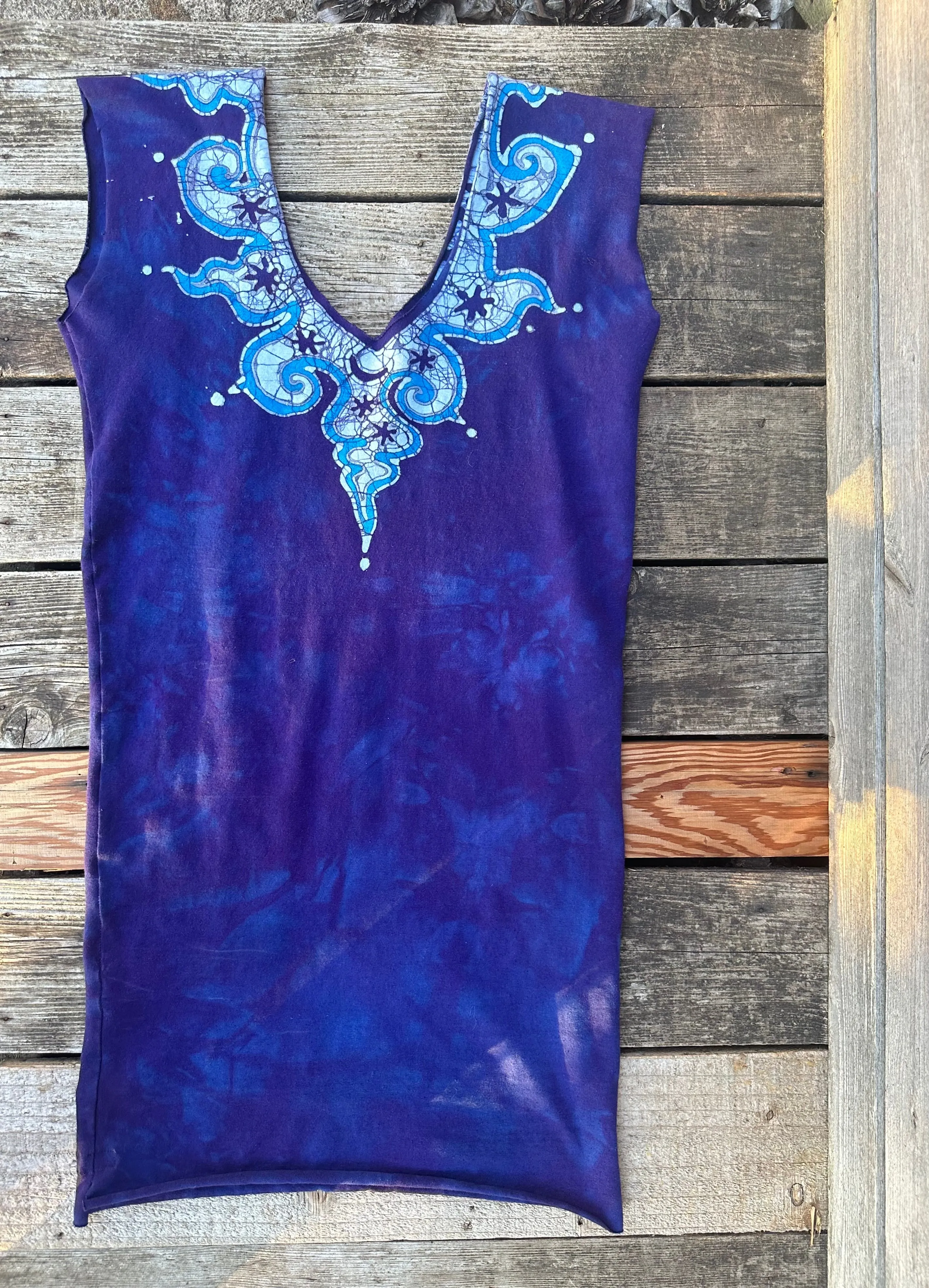 Blue and Purple Tribal Stretchy Hemp Tube Dress