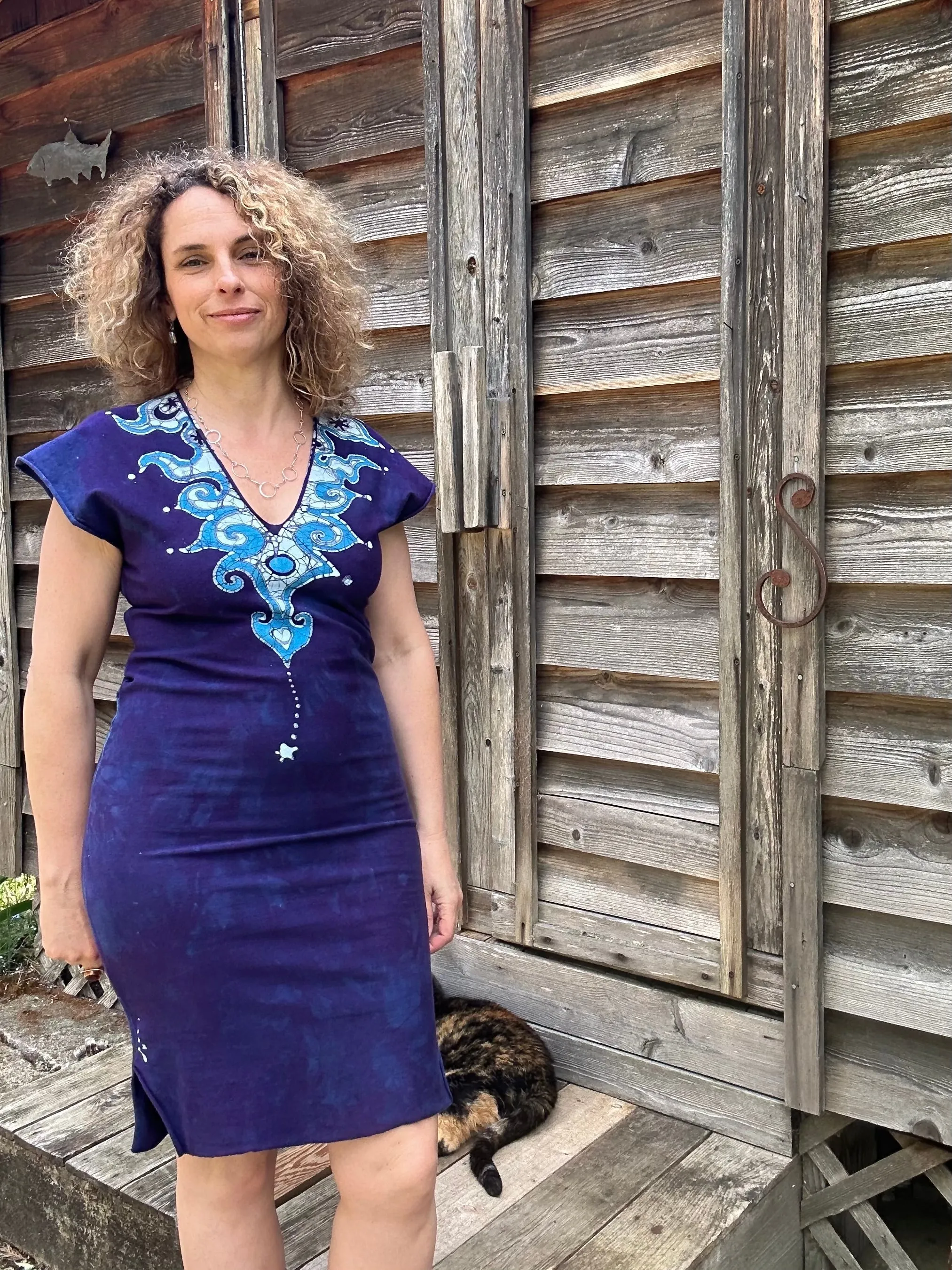 Blue and Purple Tribal Stretchy Hemp Tube Dress