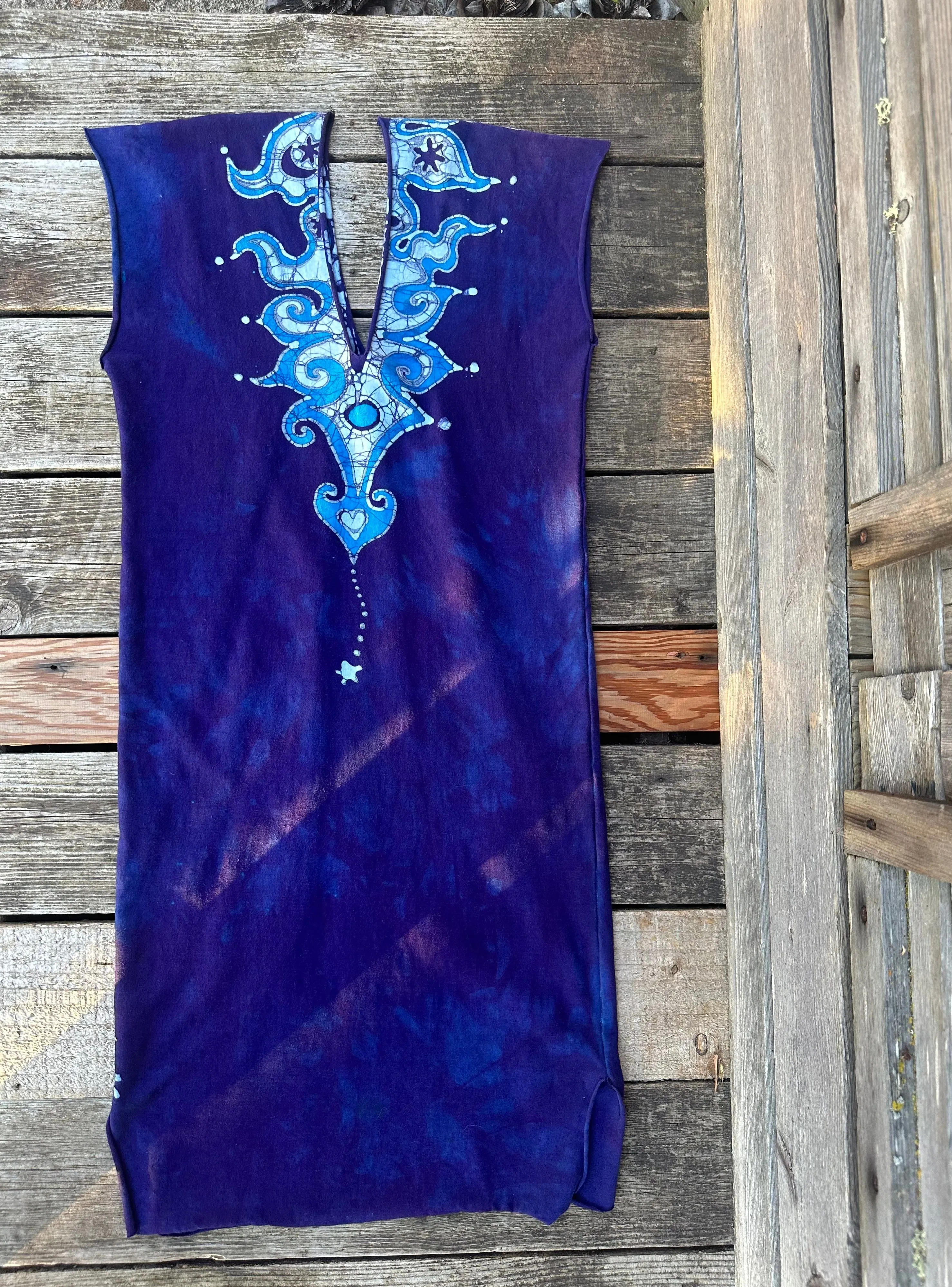 Blue and Purple Tribal Stretchy Hemp Tube Dress