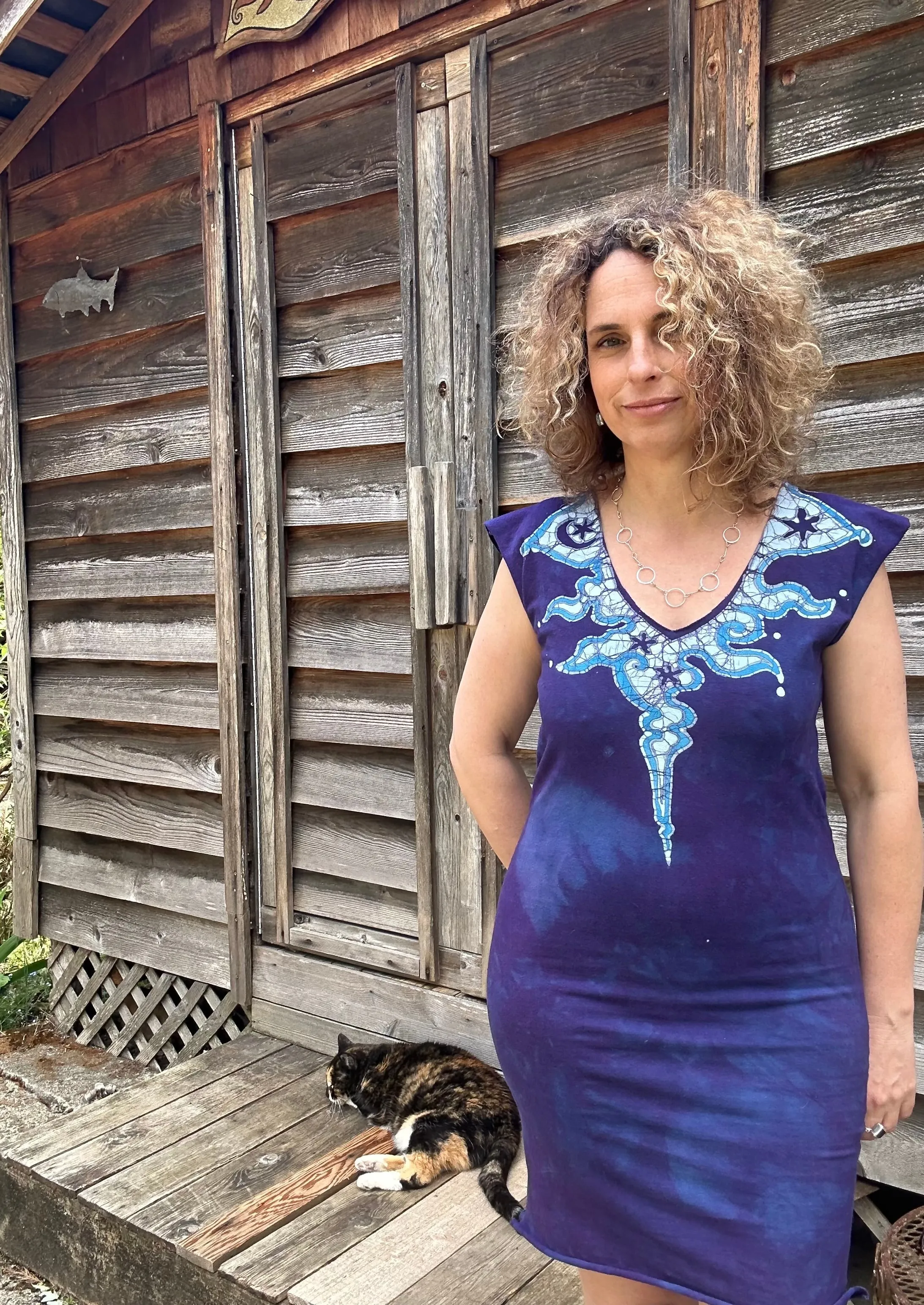Blue and Purple Tribal Stretchy Hemp Tube Dress