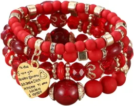 Bohemian Beaded Stretch Bracelet Set Boho Crystal Bracelet Mother's Day Birthday Jewelry Gifts for Women Mom Grandma