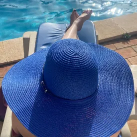 Bright and Bold Wide Brim Foldable Hat - Azure Blue