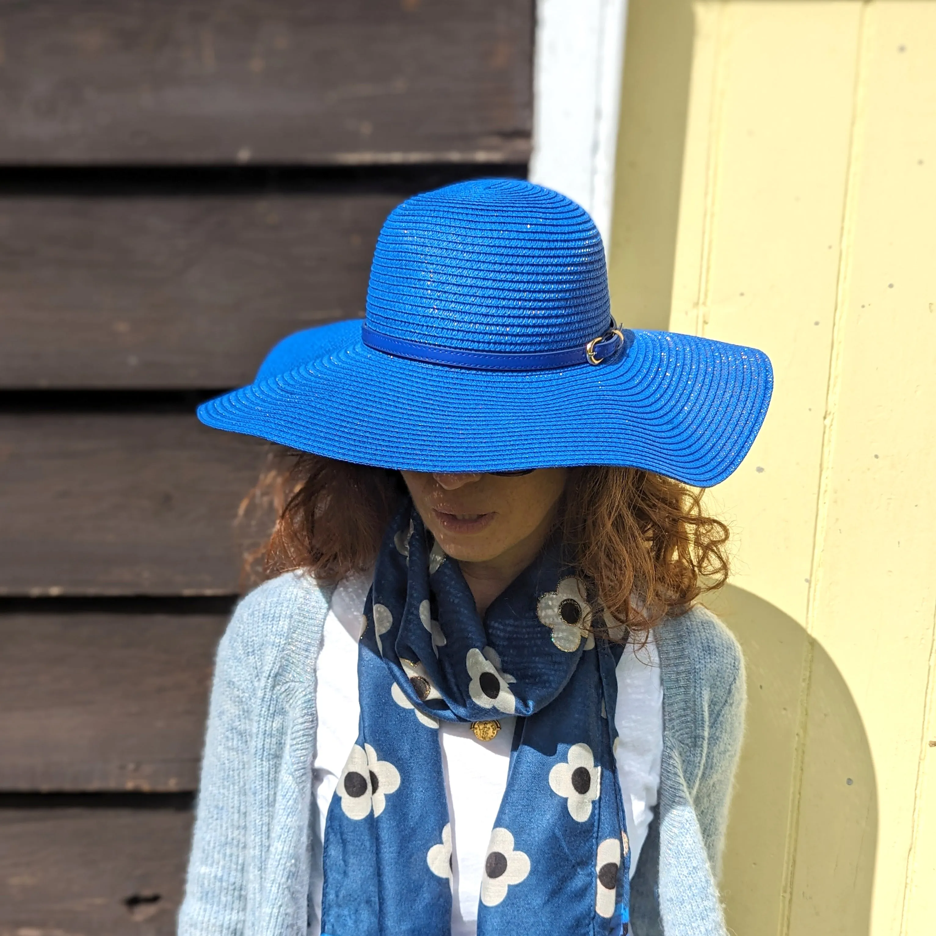 Bright and Bold Wide Brim Foldable Hat - Azure Blue