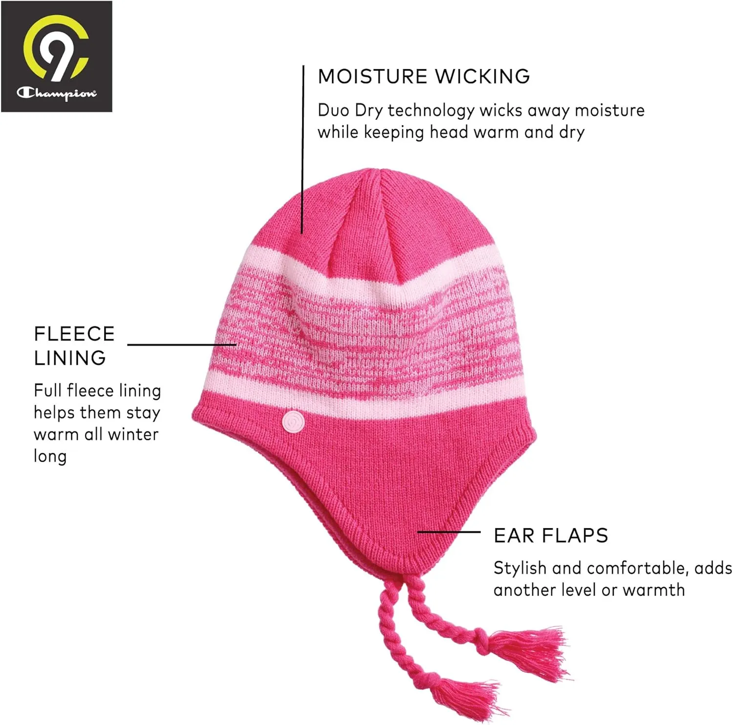 C9 Champion Kids' Peruvian Hat with Ear Flaps and Fleece Lining