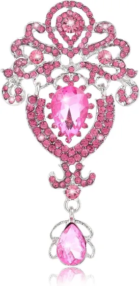 Casoty Pink Vintage Brooches for Women, Brooch Pins for Women Fashion, Rhinestone Pins and Brooches, Clothes Accessories for Daily Wear Jewelry Gift