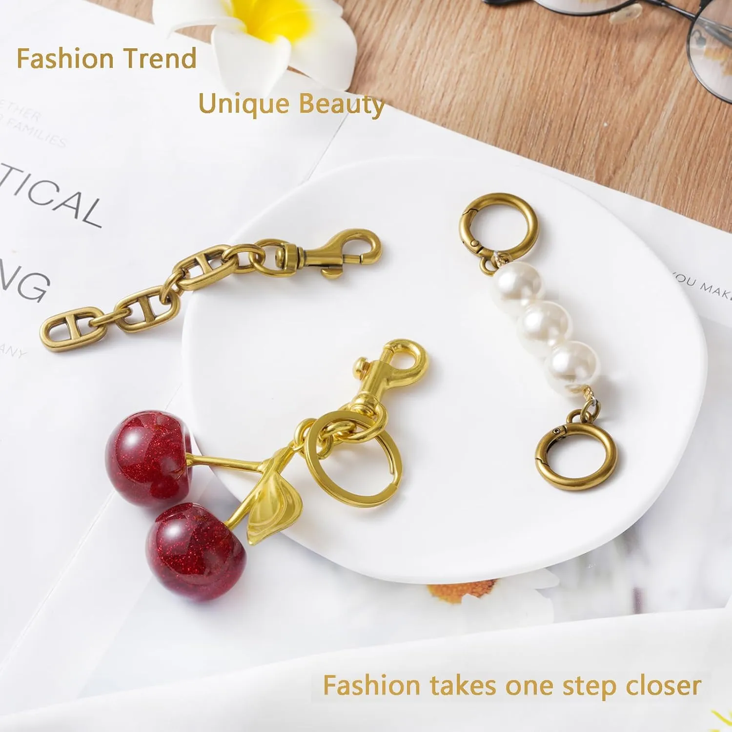 Cherry Keychain cherry Bag Charm Keychain Accessories Gifts for Women Purse Bag Charms Extender Chain for Handbags