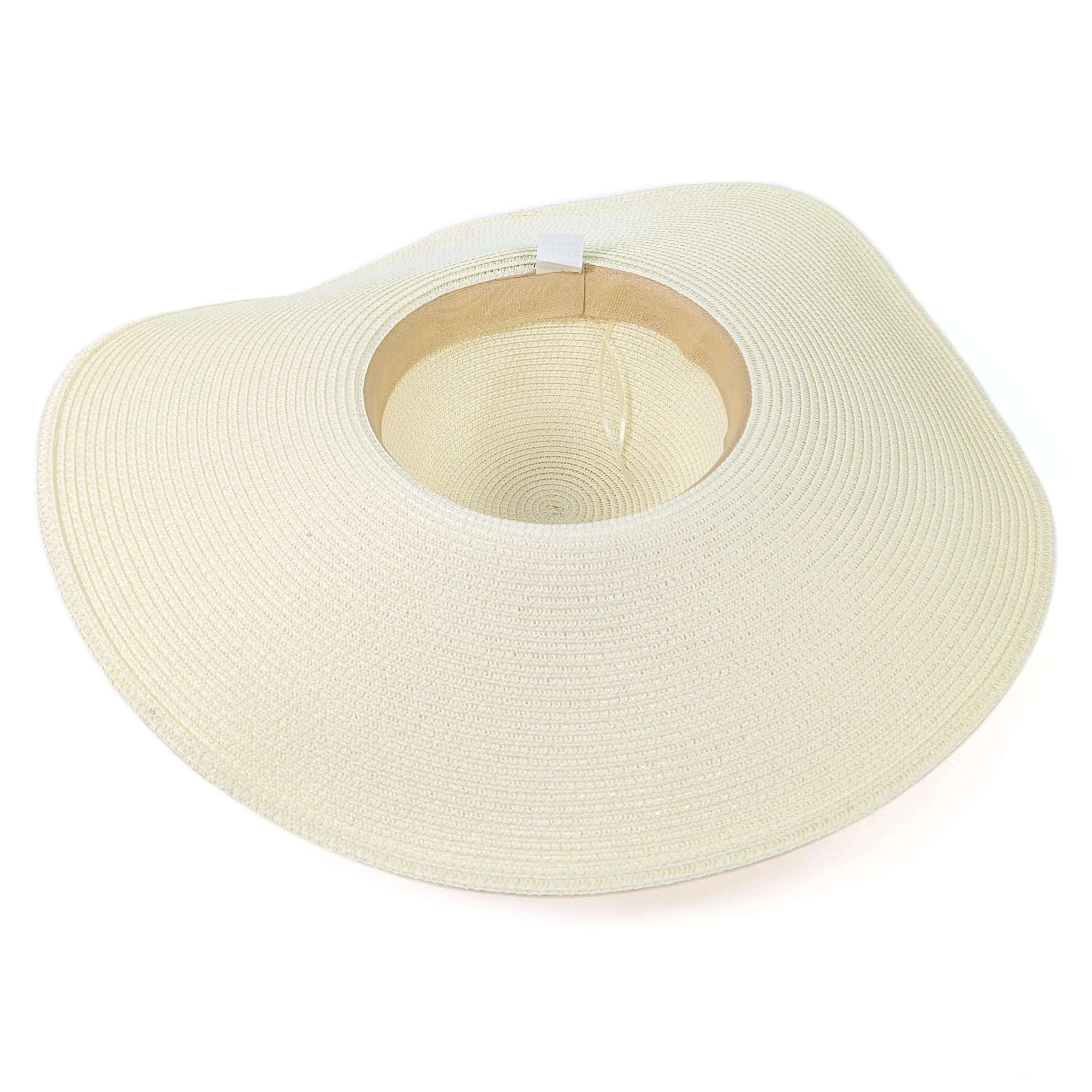 Crochet Band Wide Brim Foldable Hat - White
