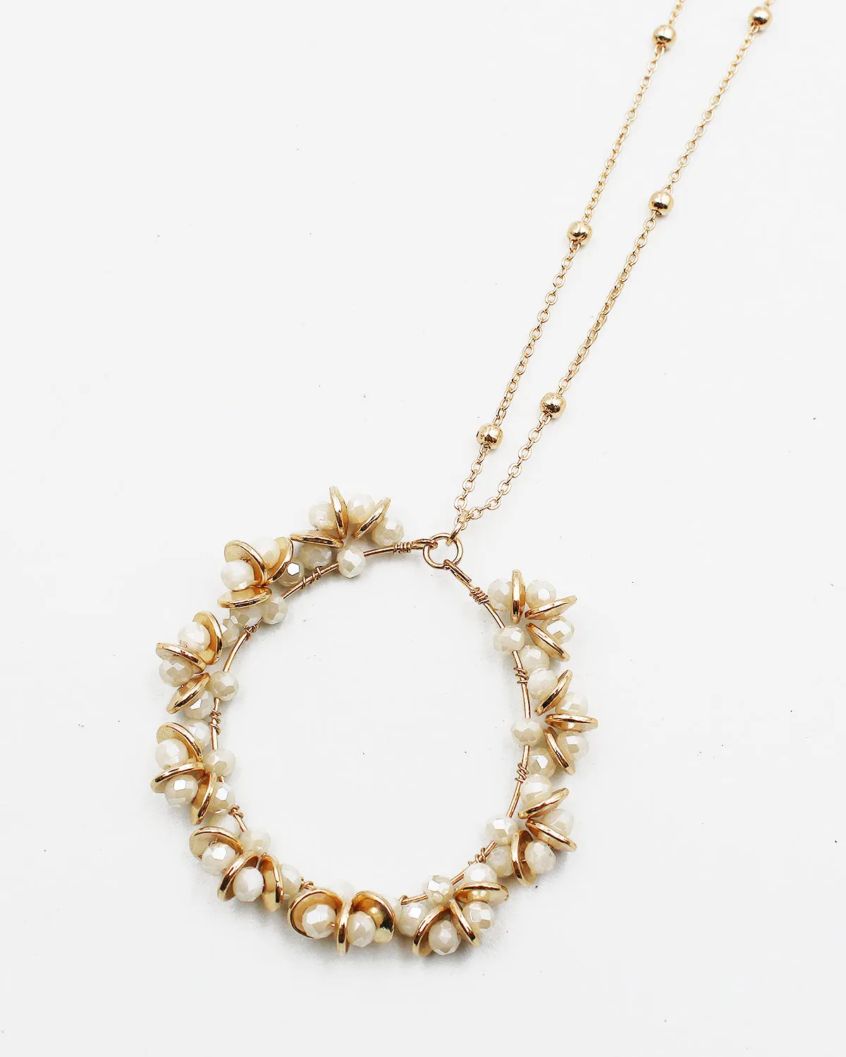 Crystal Bead Pendant Charm Long Necklace