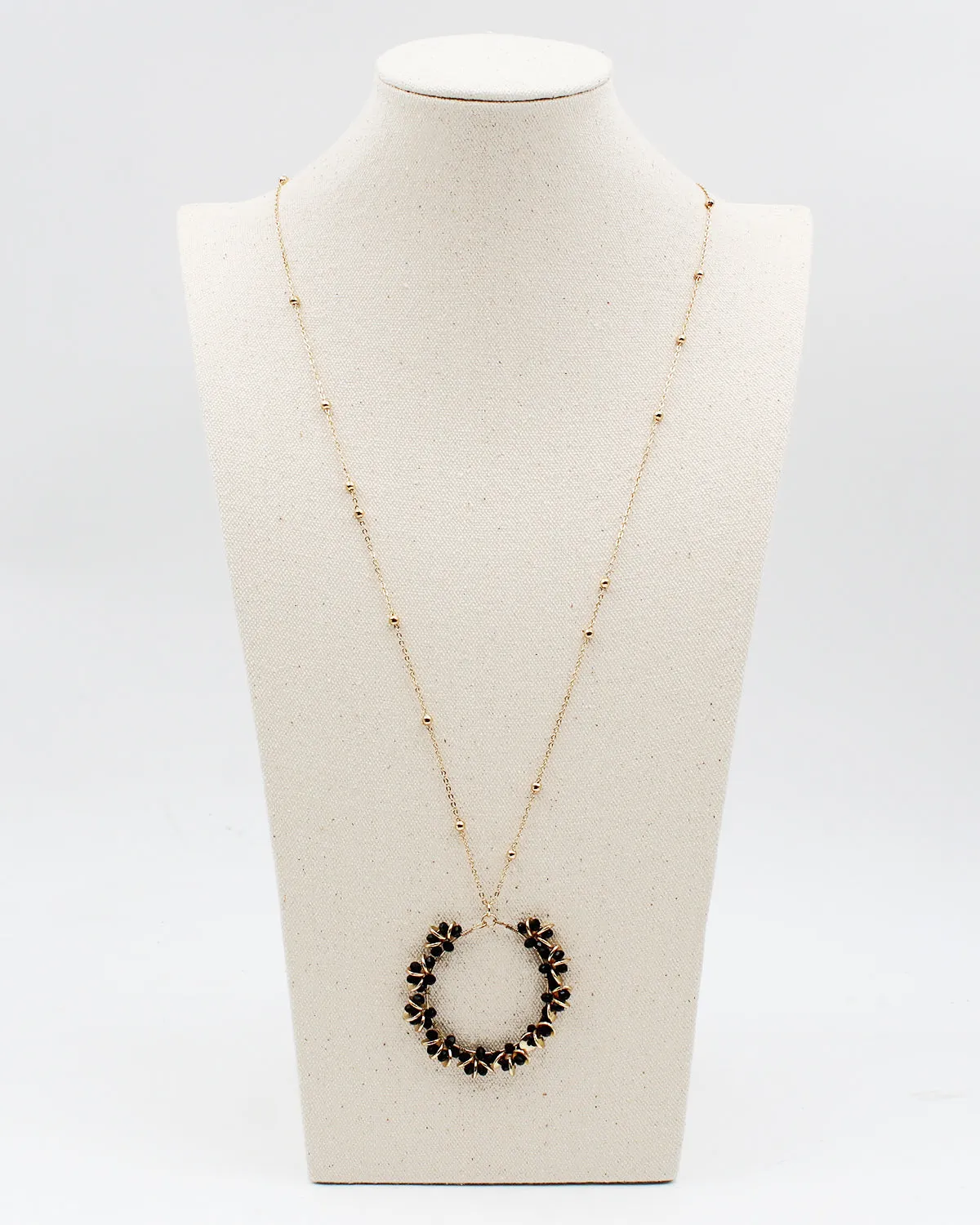 Crystal Bead Pendant Charm Long Necklace