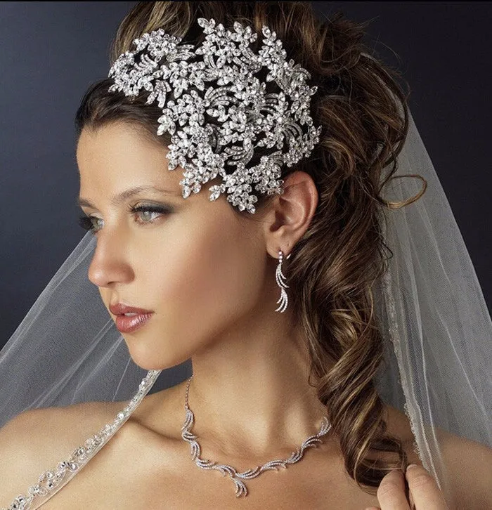 Crystal headband silver Wedding Tiara  at Bling Brides Bouquet online Bridal Store