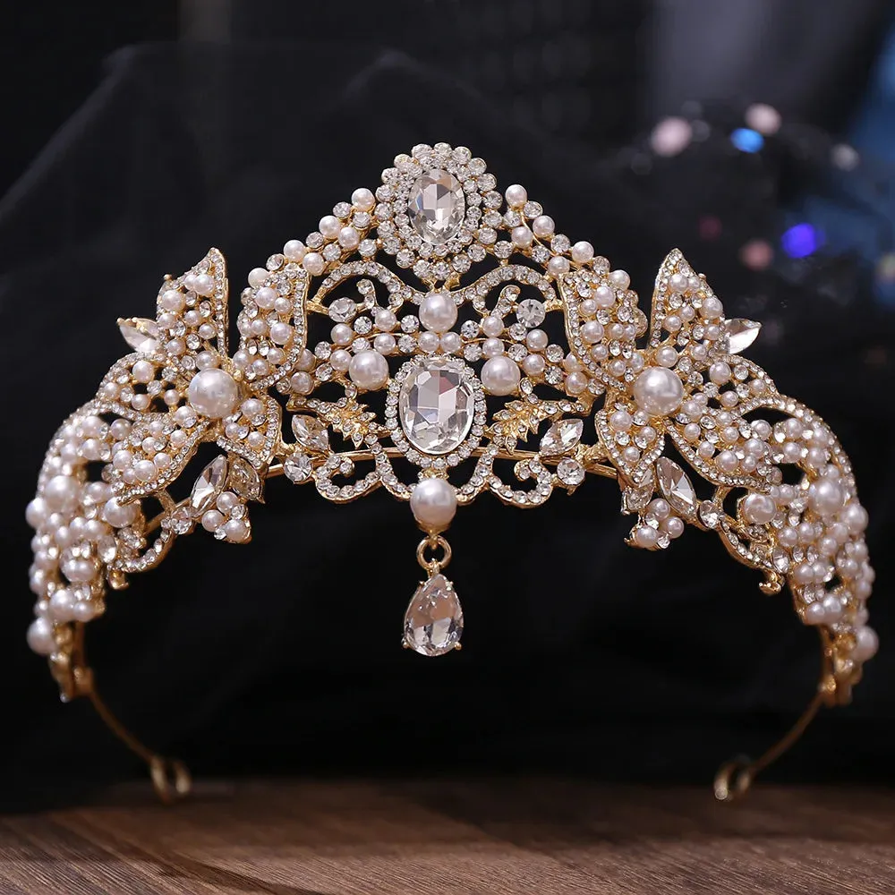 Crystal Rhinestones and Pearls Tiaras - Crowns - Wedding Hair Accessories - Bridal or Quinceanera Headpiece