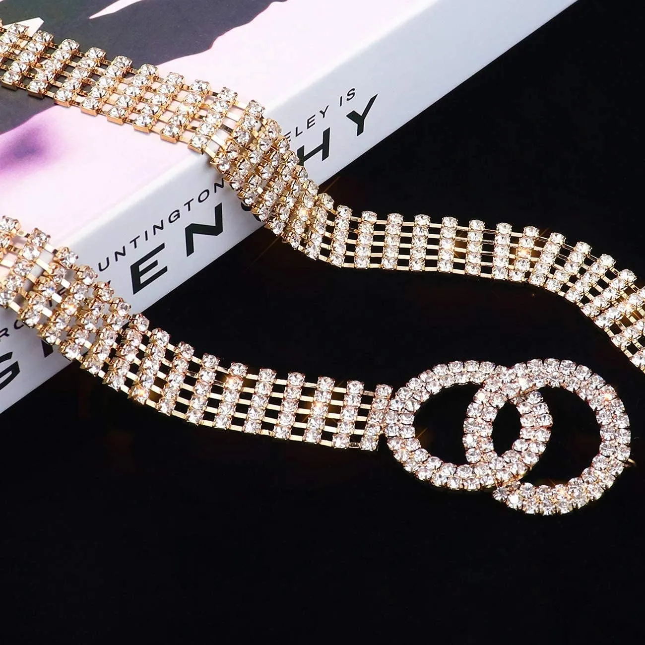 Crystal Waist Belt for Women Rhinestone Chain Belt O-Ring Waistband Belt for Dress