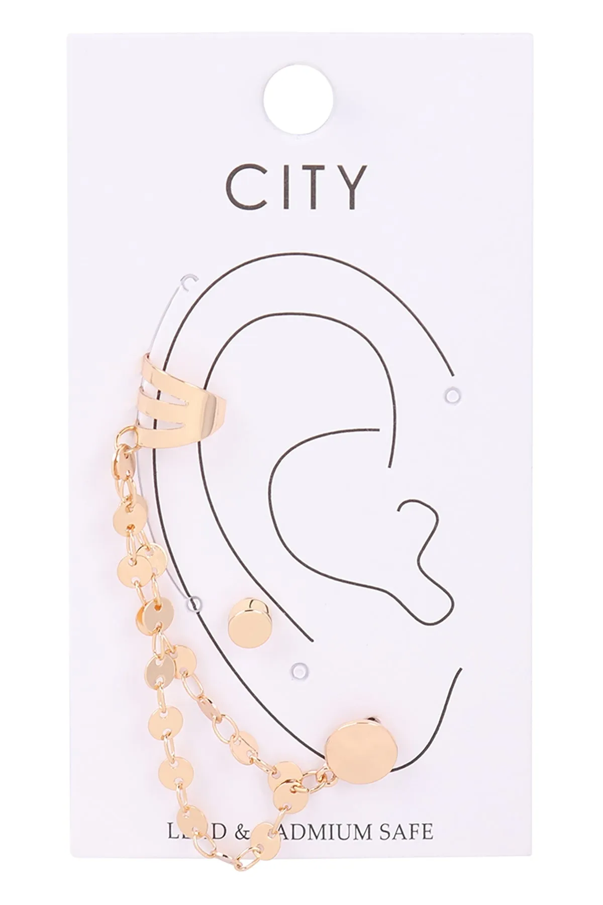 EAR CUFF DISK CHAIN LINKED EARRINGS (NOW $1.00 ONLY!)