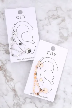 EAR CUFF DISK CHAIN LINKED EARRINGS (NOW $1.00 ONLY!)