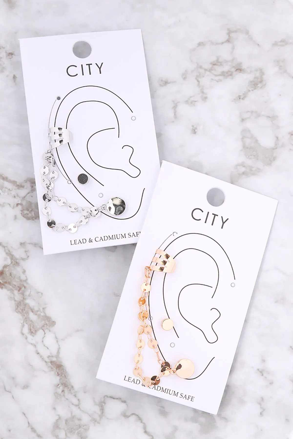 EAR CUFF DISK CHAIN LINKED EARRINGS (NOW $1.00 ONLY!)