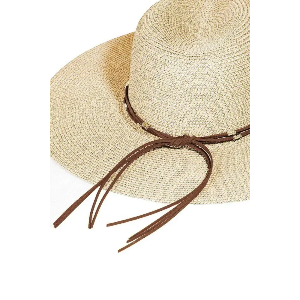 Elevate Your Style with the Fame Rope Strap Wide Brim Weave Hat