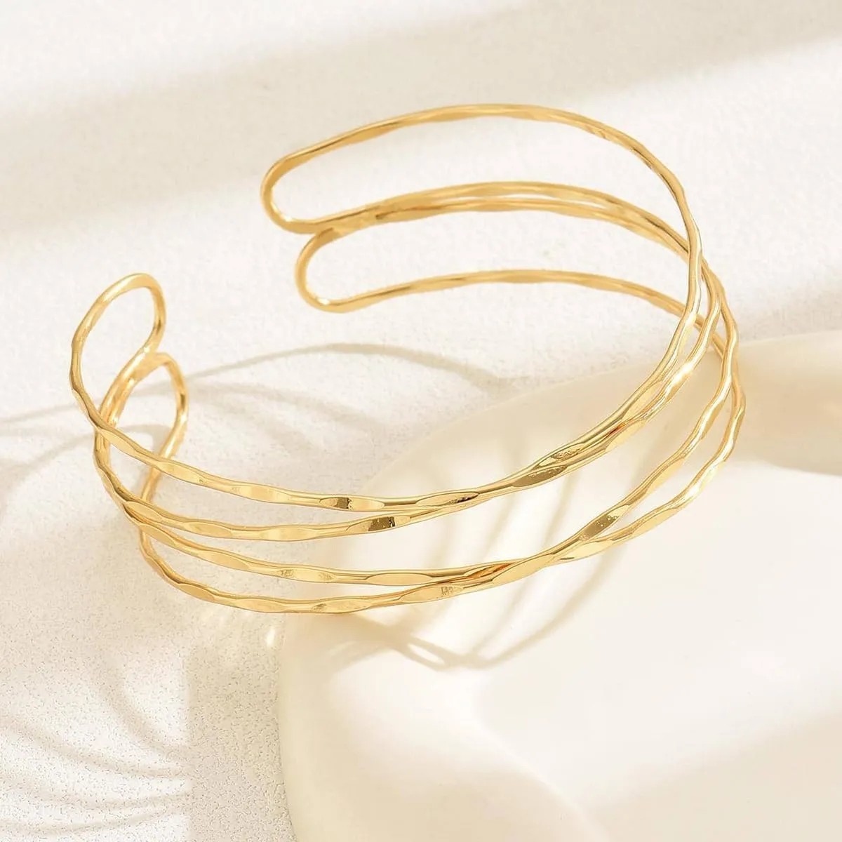 Gold Arm Cuff for Women Upper Arm Cuff Multi-layered Cross Arm Cuffs Bangle Dainty Adjustable Arms Bangle Bracelet Jewelry