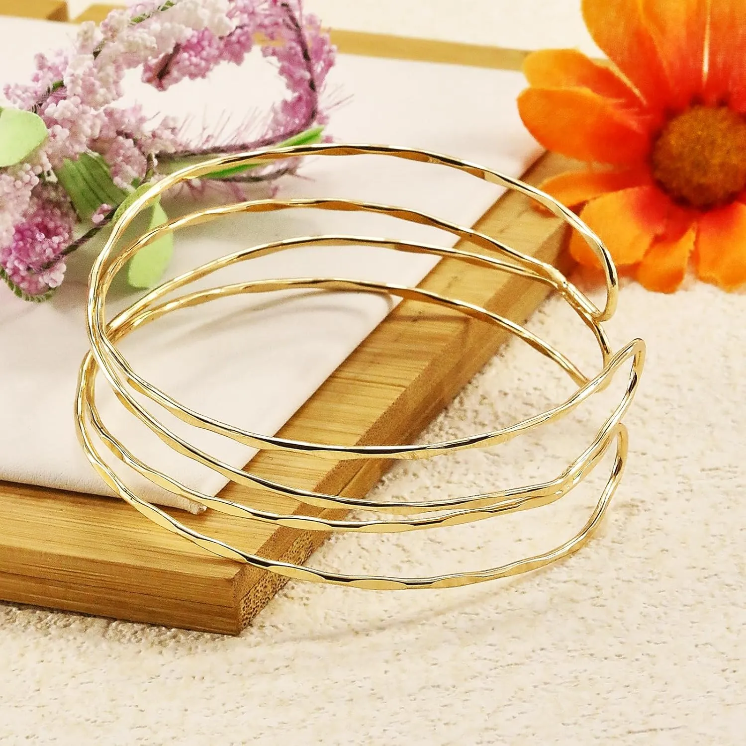 Gold Arm Cuff for Women Upper Arm Cuff Multi-layered Cross Arm Cuffs Bangle Dainty Adjustable Arms Bangle Bracelet Jewelry