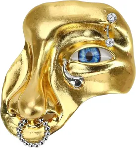 Gold Half Face Brooch Pin for Women Men Lapel Brooches Suits Figure Face Mask Vintage Minimalist Metal Women's Exaggerated Half Alloy Fashion Coat Accessory Clothing Jewelry