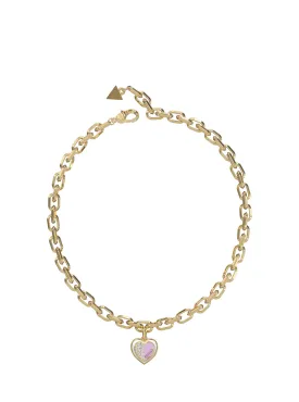 Gold Lilac Heart Charm Necklace