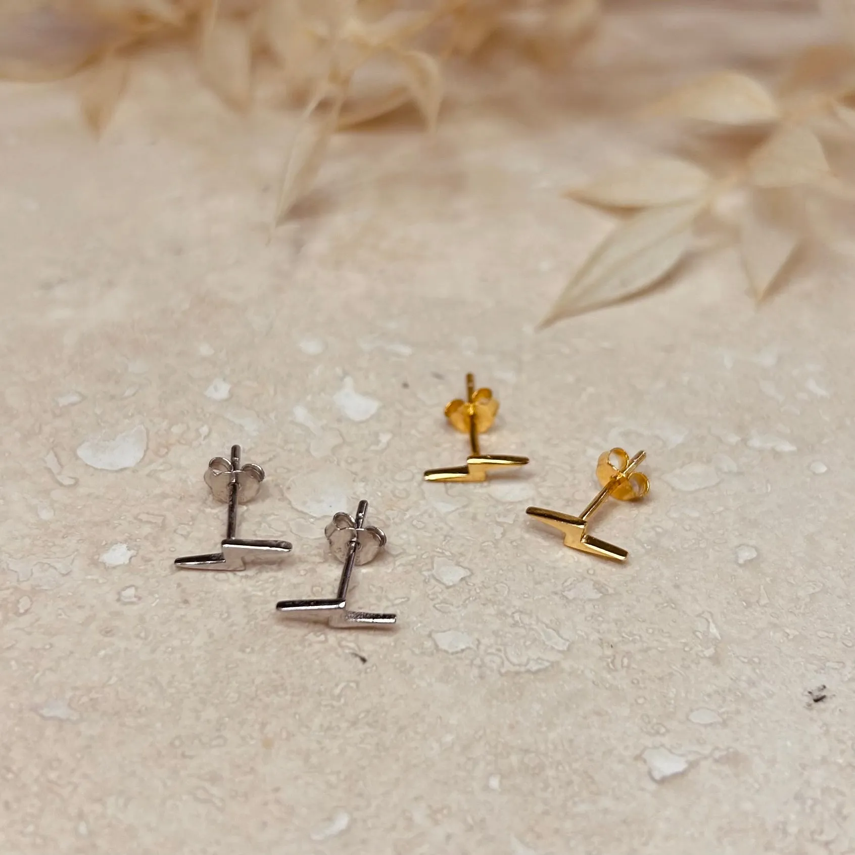 Gold or Silver Plain Lightning Studs