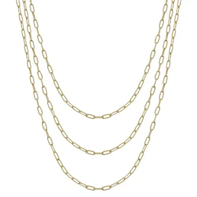 Gold Triple Layered Chain 16"-18" Necklace