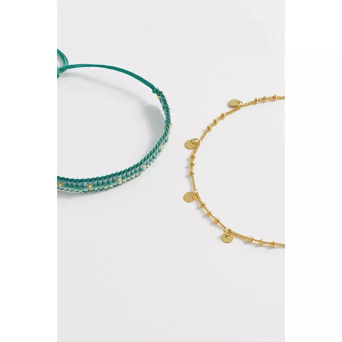 Green And Gold Plated Woven Duo Bracelets