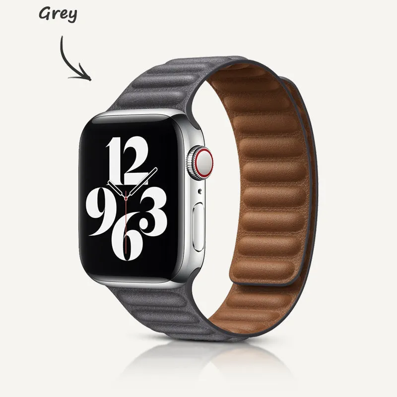 Grey | Leather Link Magnetic Strap