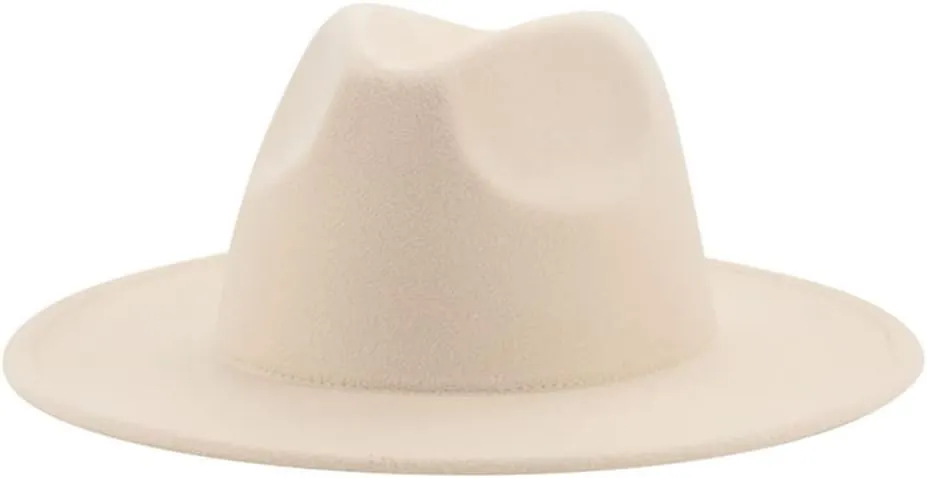 Hats for Women Luxury Fedora Hat Women Panama Solid Wide Brim Winter Men Hat Black White Formal Wedding Hat