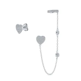 Heart Shaped Ear Cuff Cartilage Wrap Earring CZ Stud Helix Gold Plated Silver