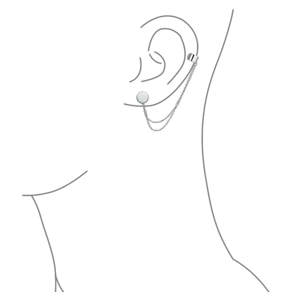 Initial Alphabet A-Z Ear Cuff Cartilage Earring Clip On Helix Chain Wrap Set Gold