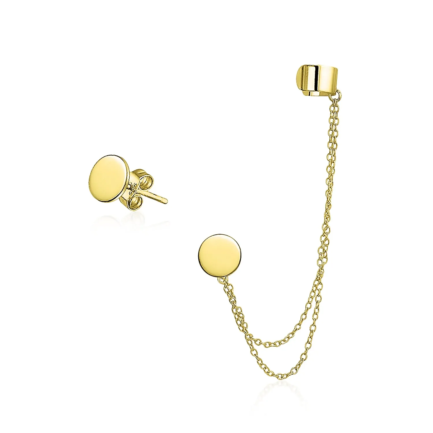 Initial Alphabet A-Z Ear Cuff Cartilage Earring Clip On Helix Chain Wrap Set Gold