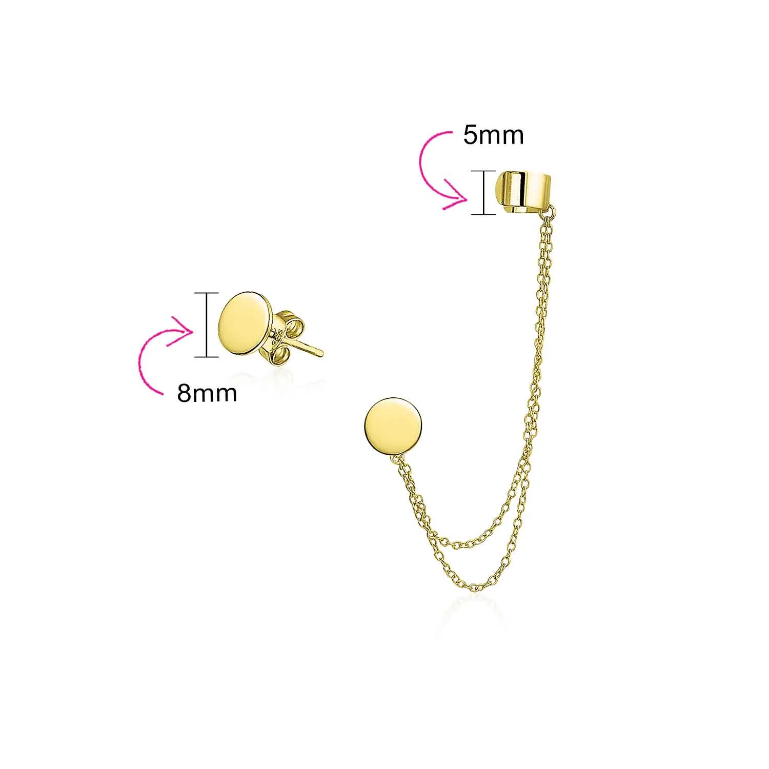 Initial Alphabet A-Z Ear Cuff Cartilage Earring Clip On Helix Chain Wrap Set Gold