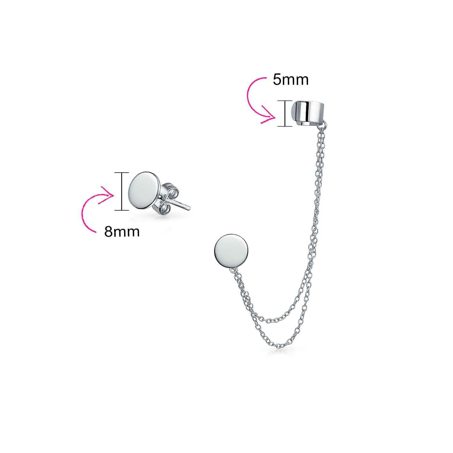 Initial Alphabet A-Z Ear Cuff Cartilage Earring Clip On Helix Chain Wrap Set Gold