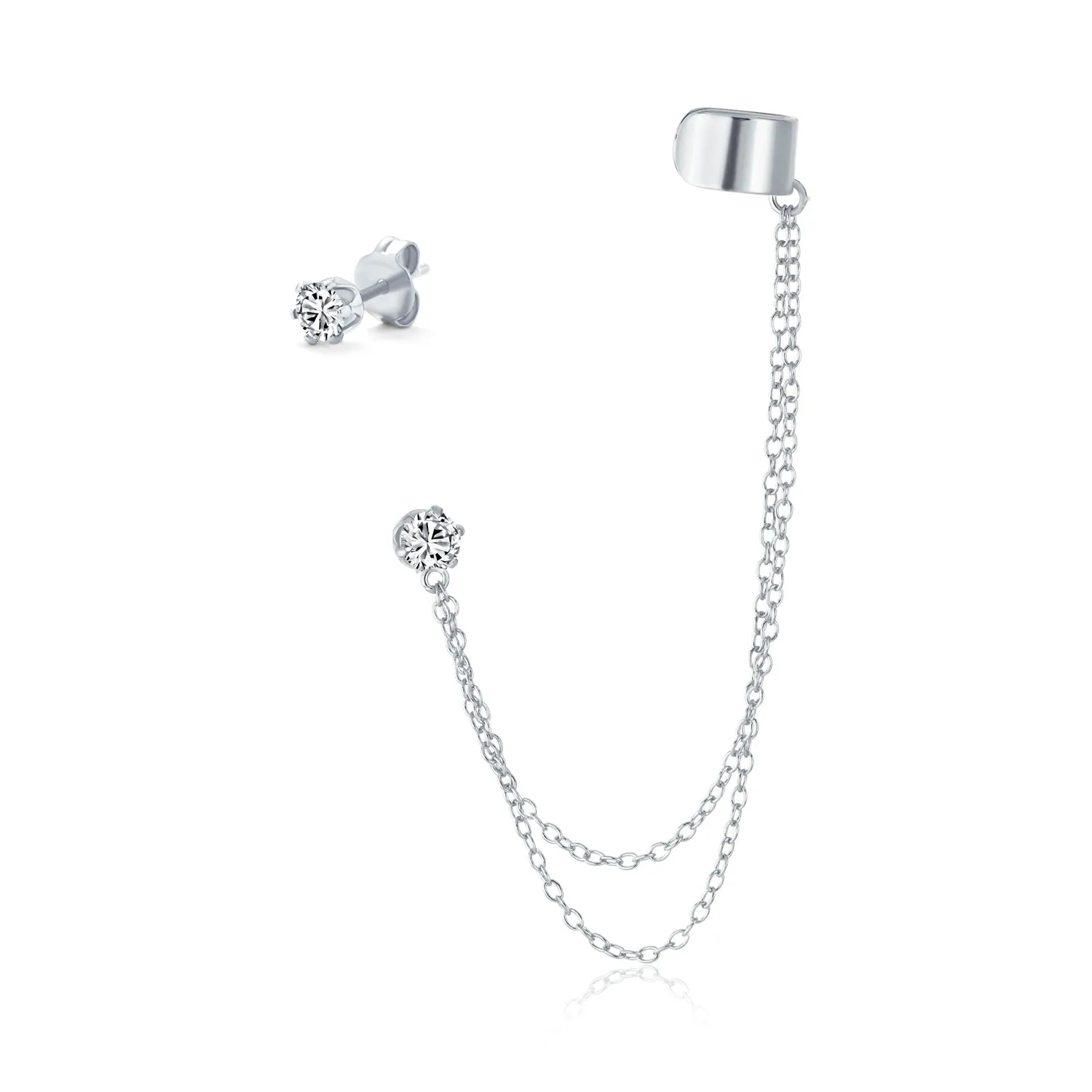 Initial Alphabet A-Z Ear Cuff Cartilage Earring Clip On Helix Chain Wrap Set Gold