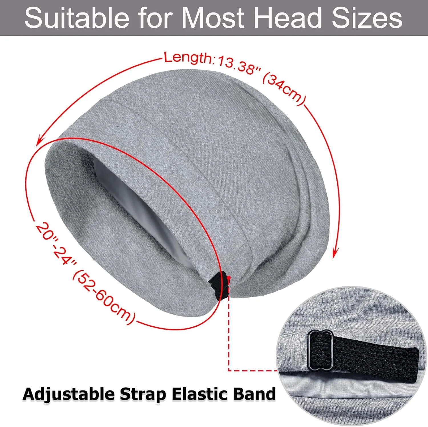Large Sleep Cap Bonnet for Sleeping Black Women, Adjustable Cooling Ice Silk Lined Bonnet for Curly Hair Braids Beanie Hat