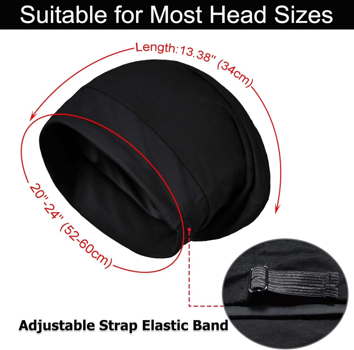Large Sleep Cap Bonnet for Sleeping Black Women, Adjustable Cooling Ice Silk Lined Bonnet for Curly Hair Braids Beanie Hat