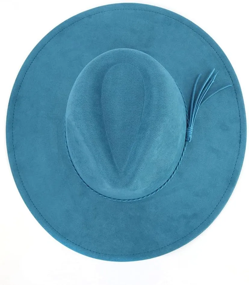 LIDHAY Big Wide Brim Fedora Hats for Women Men Western Suede Hat Large Felt Panama Hat Rancher Hat