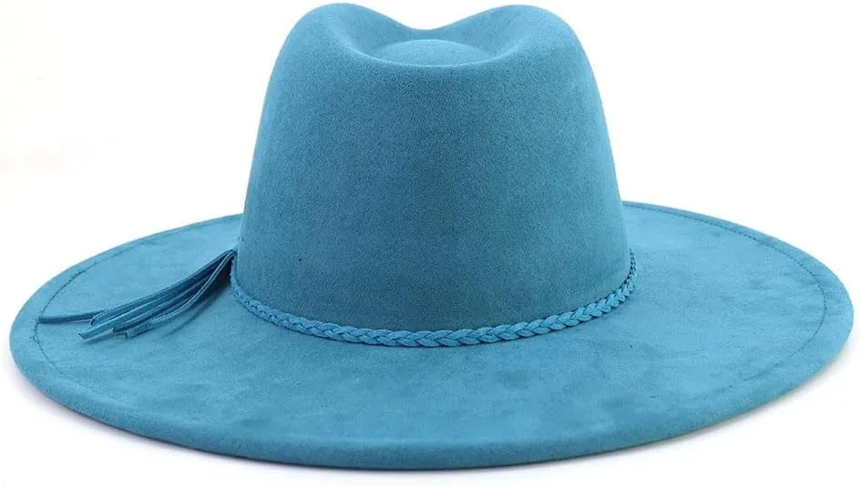 LIDHAY Big Wide Brim Fedora Hats for Women Men Western Suede Hat Large Felt Panama Hat Rancher Hat