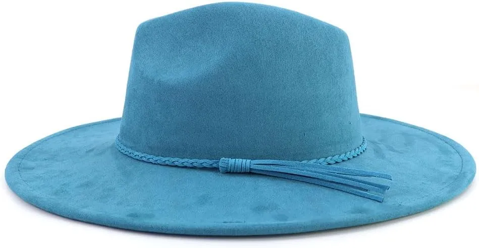 LIDHAY Big Wide Brim Fedora Hats for Women Men Western Suede Hat Large Felt Panama Hat Rancher Hat
