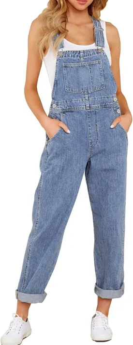 luvamia Women's Casual Stretch Adjustable Denim Bib Overalls Jeans Pants Jumpsuits