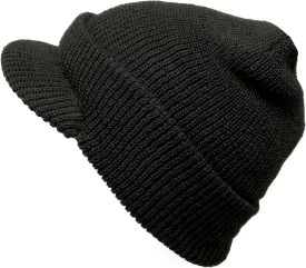 M MCGUIRE GEAR Genuine G.I. Winter Beanie Cap with Visor, 100% Wool Fitted Cap, Made in USA