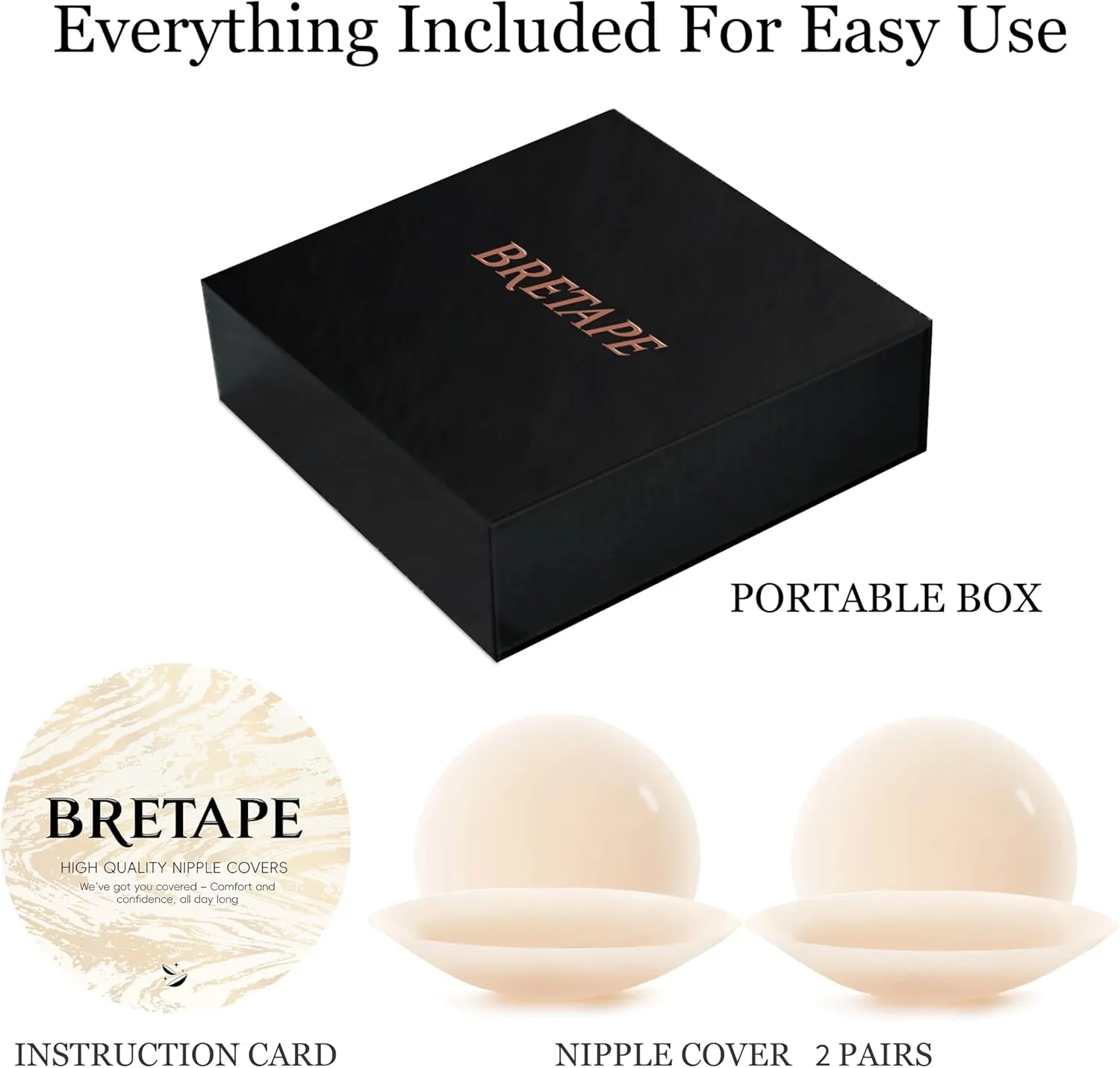 Nipple Covers for Women2 Pairs Reusable Silicone Pasties, Adhesive&Waterproof, No Show Design with Travel Box