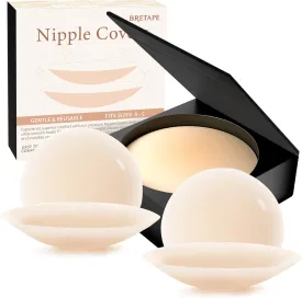 Nipple Covers for Women2 Pairs Reusable Silicone Pasties, Adhesive&Waterproof, No Show Design with Travel Box
