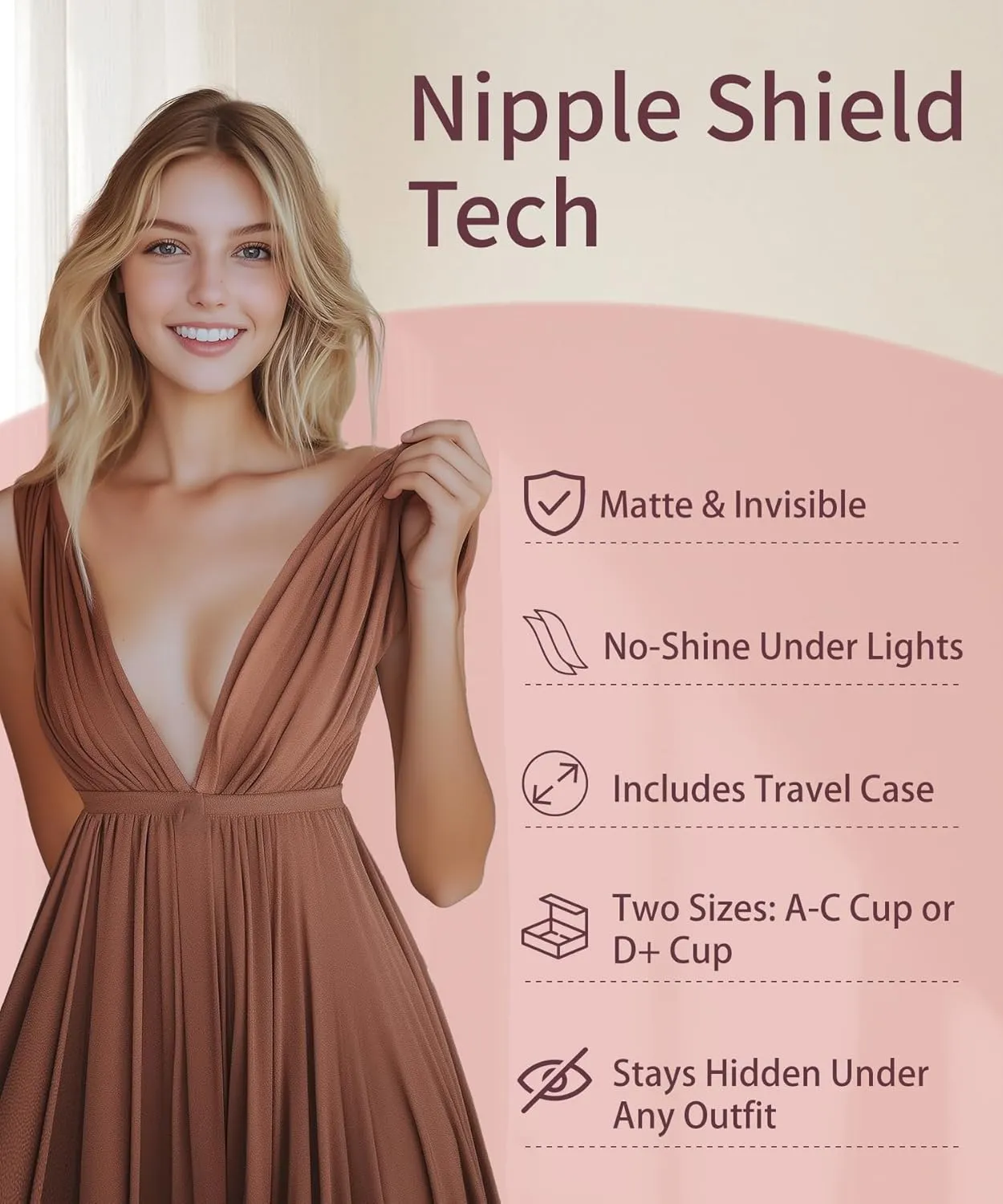 Nipple Covers for Women2 Pairs Reusable Silicone Pasties, Adhesive&Waterproof, No Show Design with Travel Box