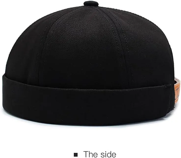 No Brim Skullcap Sailor Cap Adjustable Rolled Cuff Docker Beanie Hat Brimless Caps for Men
